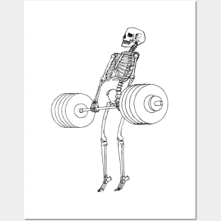 Funny Skeleton Weightlifting Workout Gifts Posters and Art